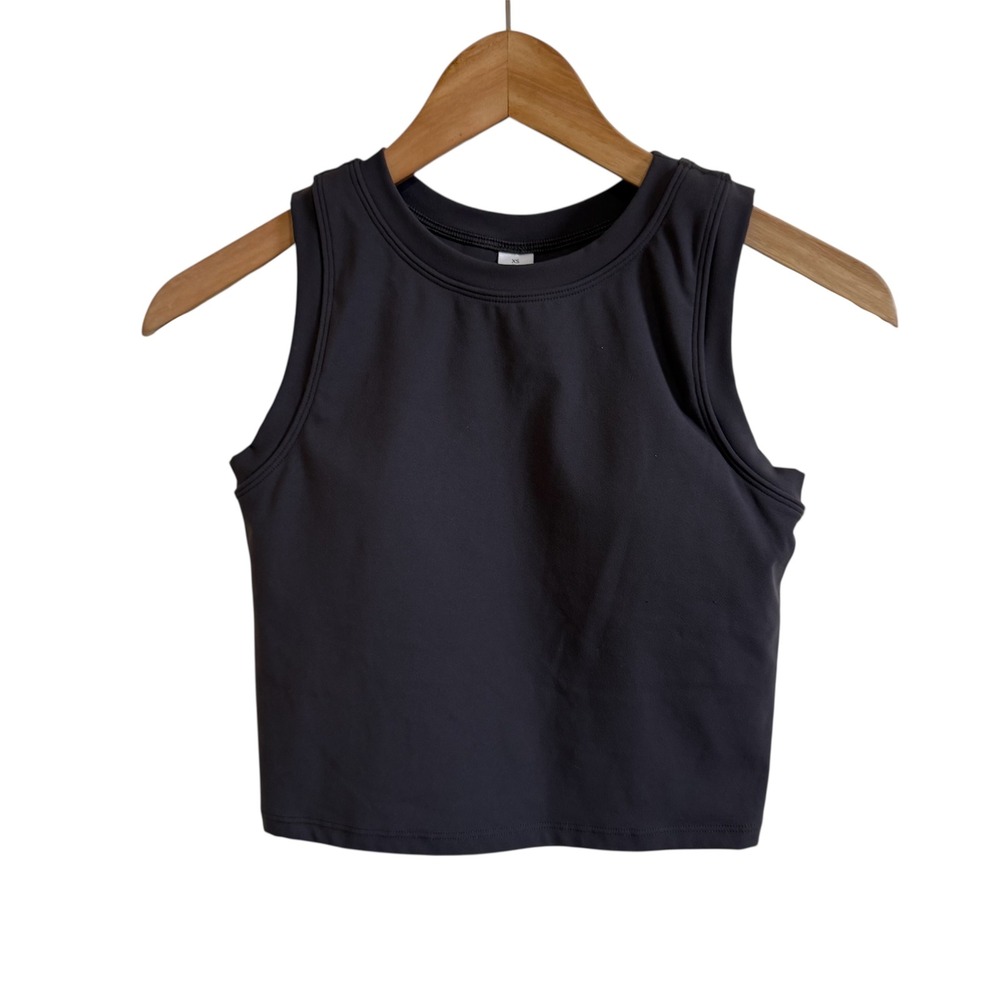 HeyNuts XS Gray Cropped Tank‎ Top Sleeveless Athleisure Activewear